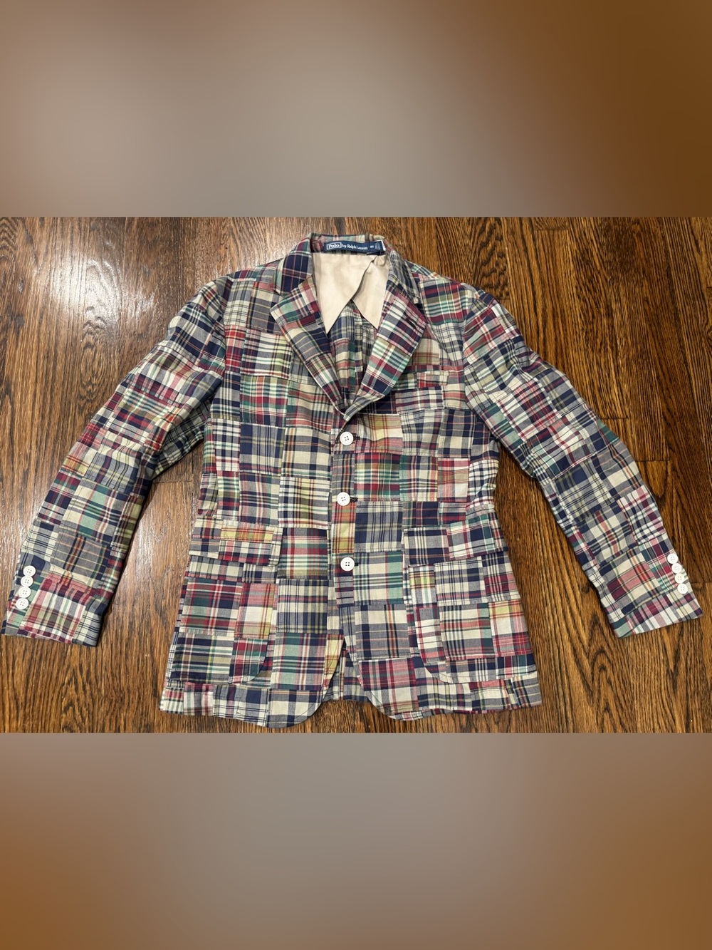 Polo Ralph Lauren Madras Patchwork Plaid 3 Button Blazer Sport Coat 38S $698